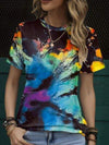 Tie-Dye Round Neck Short Sleeve T-Shirt Multicolor Women's T-Shirts - Tophatter Daily Deals