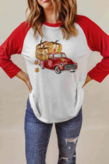 HAPPY FALL Graphic Raglan Sleeve Tee Women's T-Shirts - Tophatter Daily Deals