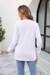 V-Neck Ruched Long Sleeve Blouse Blouses - Tophatter Daily Deals