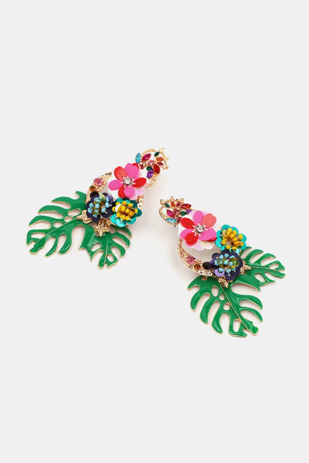 Leaf & Flower Shape Zinc Alloy Dangle Earrings Earrings - Tophatter Daily Deals