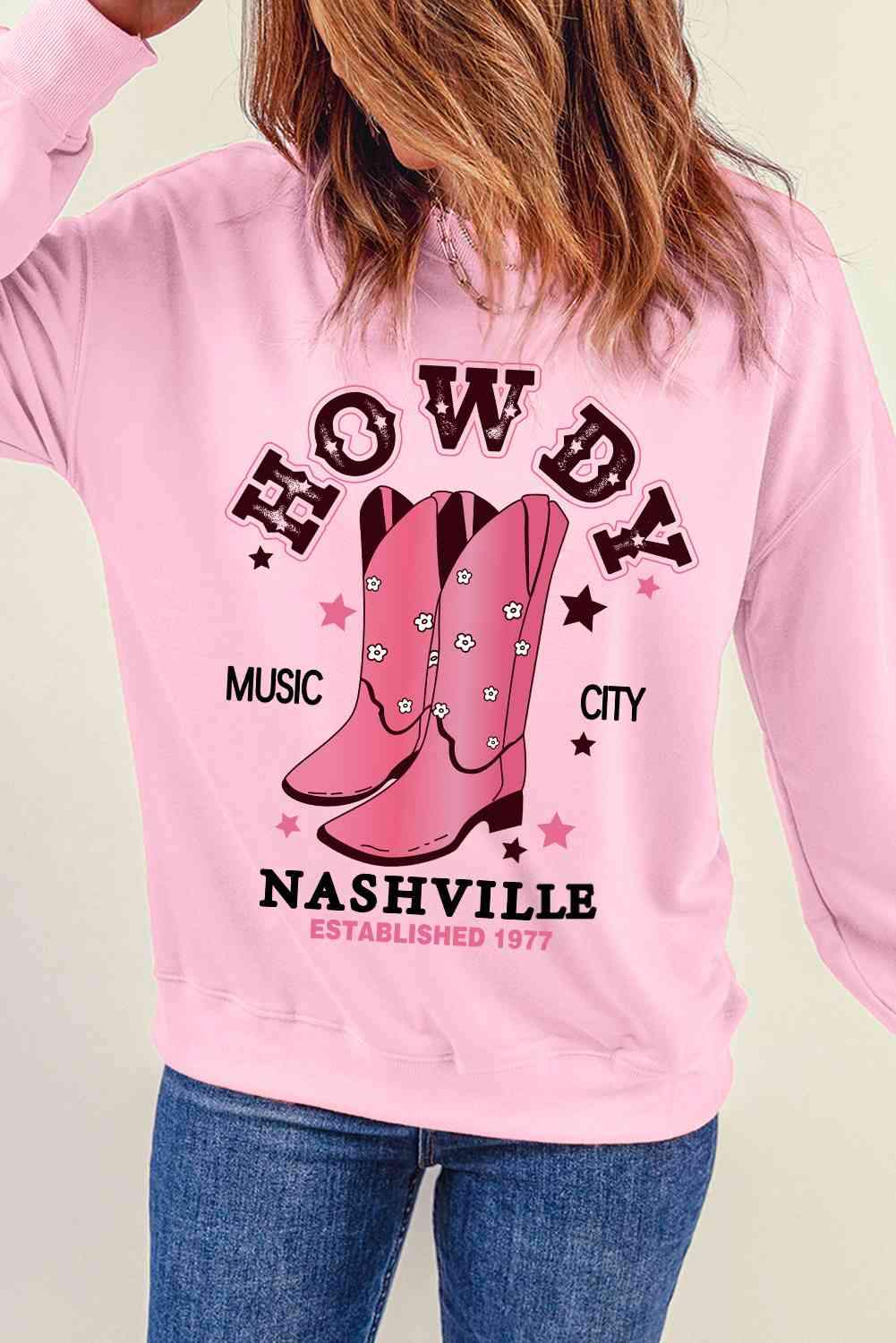 Cowboy Boots Graphic Dropped Shoulder Sweatshirt - Tophatter Daily Deals