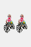 Leaf & Flower Shape Zinc Alloy Dangle Earrings Black One Size Earrings - Tophatter Daily Deals