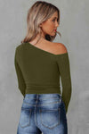 Asymmetrical Neck Long Sleeve Top Blouses - Tophatter Daily Deals