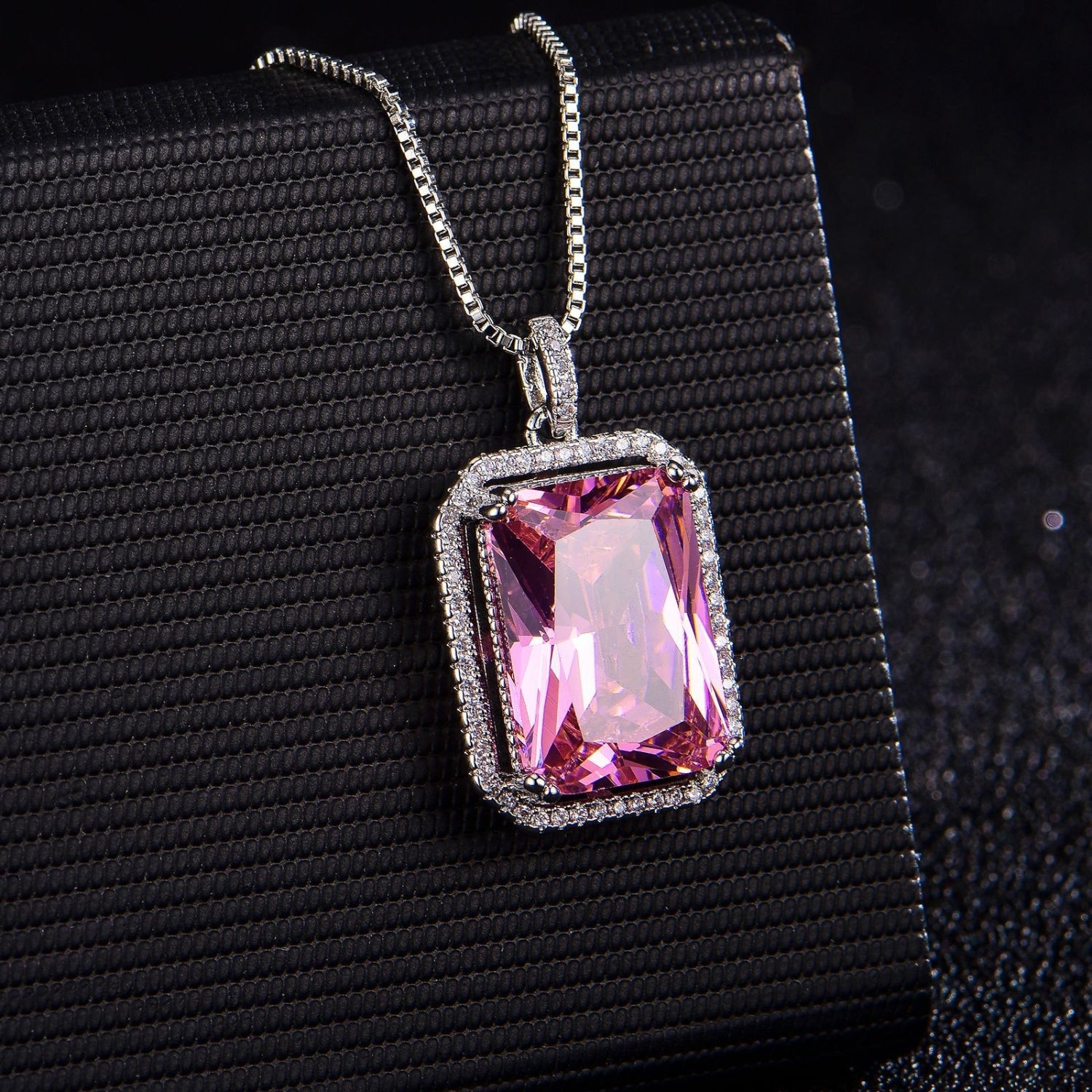 Silver-Plated Zircon Rectangle Pendant Necklace Necklaces - Tophatter Daily Deals