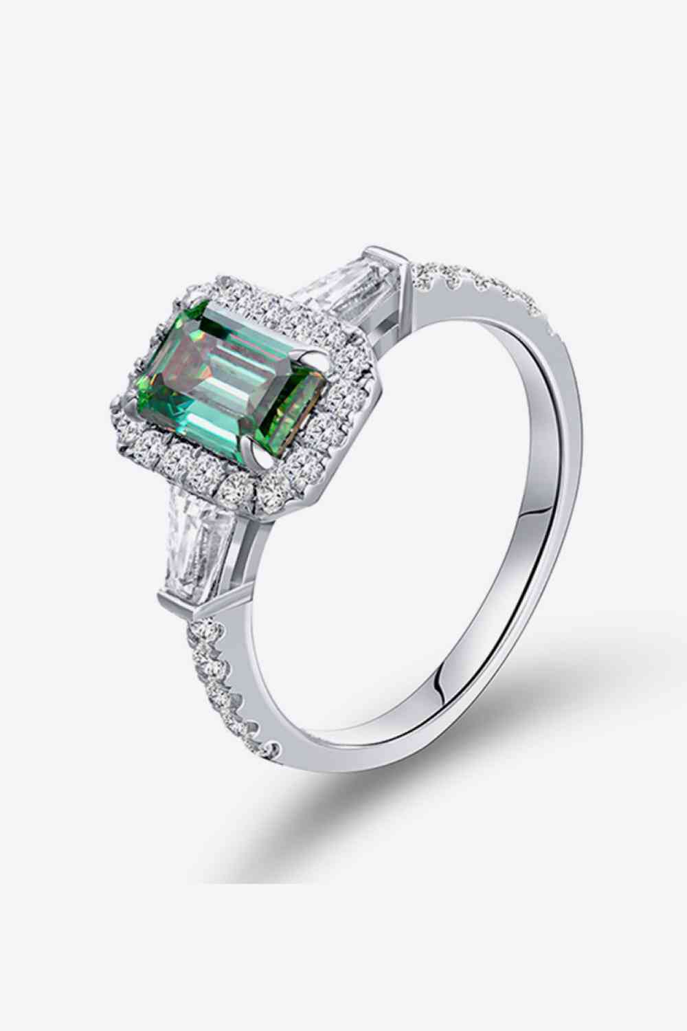 1 Carat Moissanite 925 Sterling Silver Ring Mid Green Moissanite - Tophatter Daily Deals