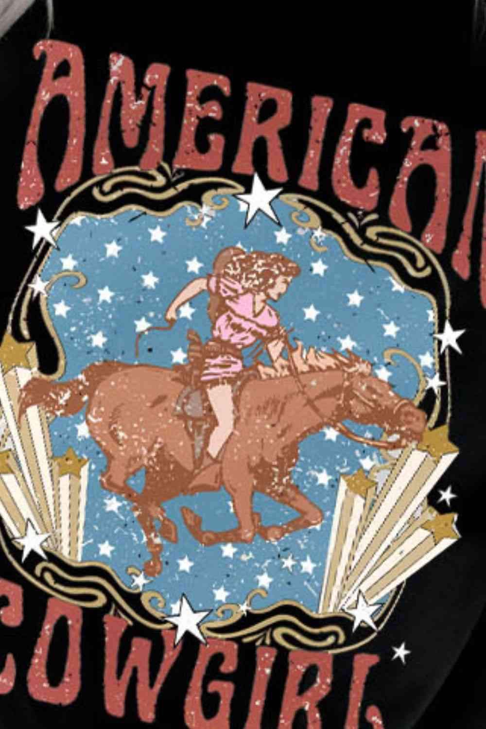 AMERICAN COWGIRL Graphic Short Sleeve Tee Women's T-Shirts - Tophatter Daily Deals