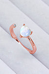 Inlaid Moonstone Heart Adjustable Open Ring Moonstone - Tophatter Daily Deals