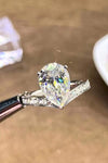 925 Sterling Silver Teardrop 1 Carat Moissanite Ring Moissanite - Tophatter Daily Deals