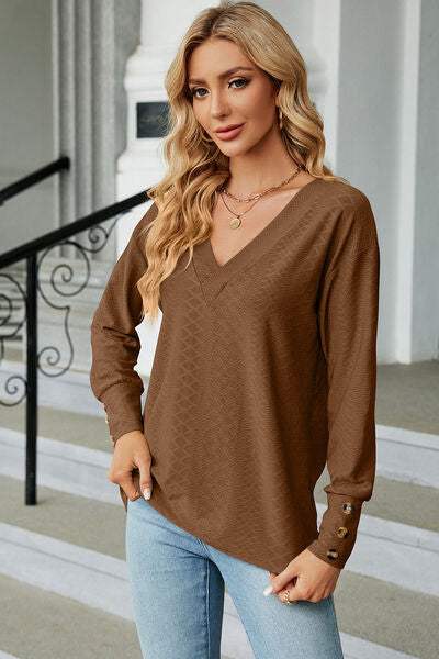 V-Neck Lantern Sleeve T-Shirt Women's T-Shirts - Tophatter Daily Deals