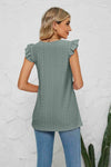 Smocked Round Neck Eyelet Top Blouses - Tophatter Daily Deals