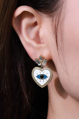 Evil Eye Heart-Shaped Drop Earrings Earrings - Tophatter Daily Deals