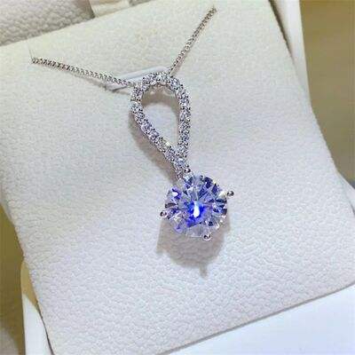 5 Carat Moissanite 925 Sterling Silver Teardrop Necklace Moissanite - Tophatter Daily Deals