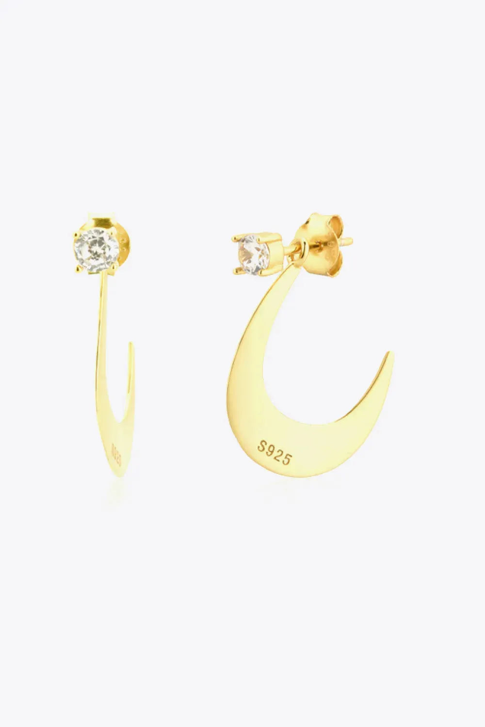 Zircon 925 Sterling Silver Earrings Gold White One Size Earrings - Tophatter Daily Deals