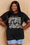 Simply Love Full Size CREATE HAPPINESS Graphic Cotton T-Shirt Women's T-Shirts - Tophatter Daily Deals