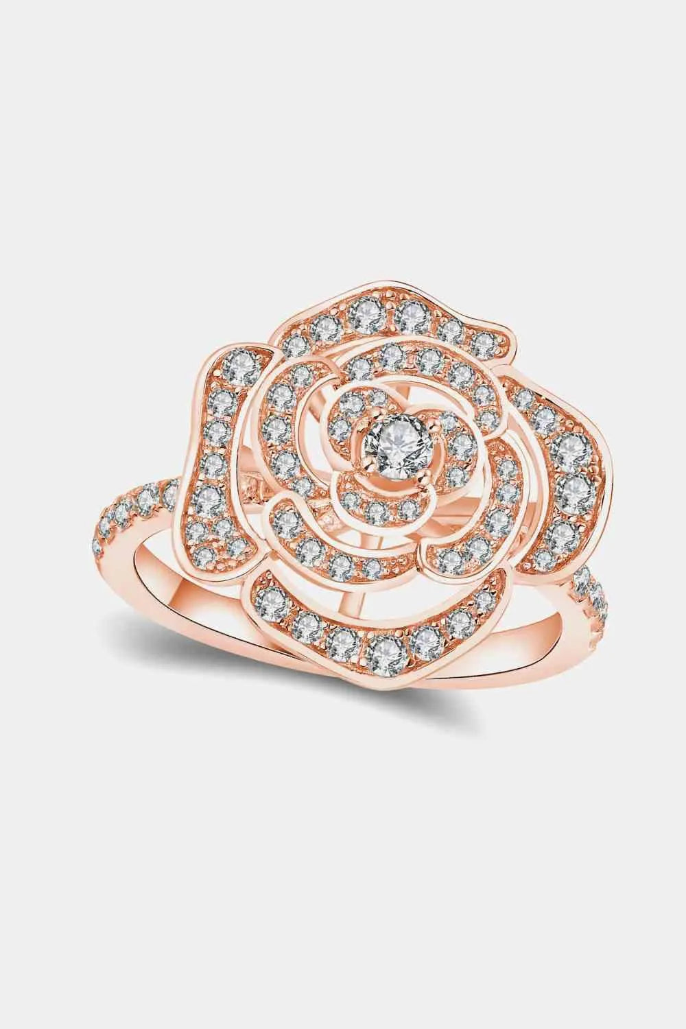 Moissanite Flower Shape Ring Rose Gold Moissanite - Tophatter Daily Deals