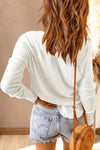 Waffle Knit Henley Long Sleeve Top Blouses - Tophatter Daily Deals