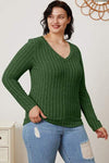 Basic Bae Full Size Ribbed V-Neck Long Sleeve T-Shirt Women's T-Shirts - Tophatter Daily Deals