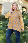 Celeste Design Full Size Leopard Star Striped Long Sleeve Top Blouses - Tophatter Daily Deals