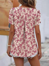 Ruche V-Neck Petal Sleeve Top Blouses - Tophatter Daily Deals