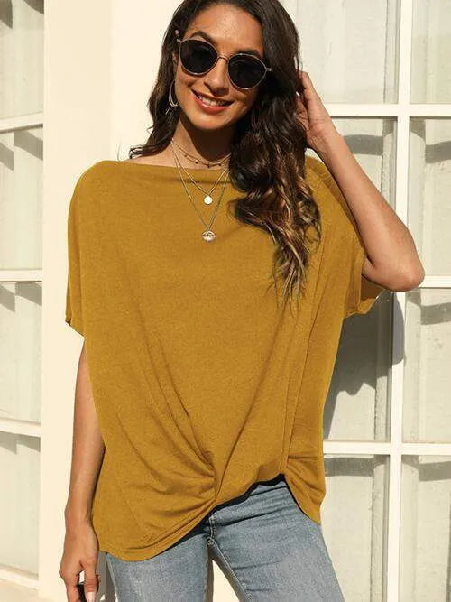 One Shoulder Short Sleeve T-Shirt Honey Women's T-Shirts - Tophatter Daily Deals
