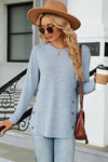 Decorative Button Round Neck T-Shirt Women's T-Shirts - Tophatter Daily Deals