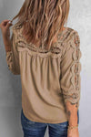 Crochet Openwork Three-Quarter Sleeve Blouse Blouses - Tophatter Daily Deals