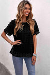 Swiss Dot Round Neck Blouse Black Blouses - Tophatter Daily Deals