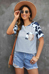 Mixed Print Sequin Pocket T-Shirt Women's T-Shirts - Tophatter Daily Deals