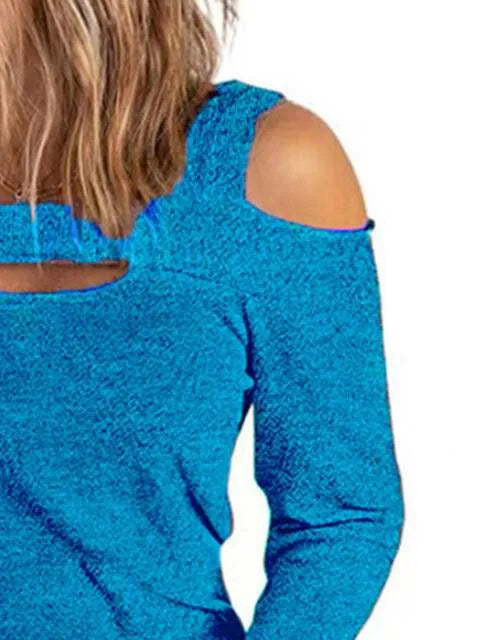 Full Size Cutout Cold Shoulder Blouse Blouses - Tophatter Daily Deals