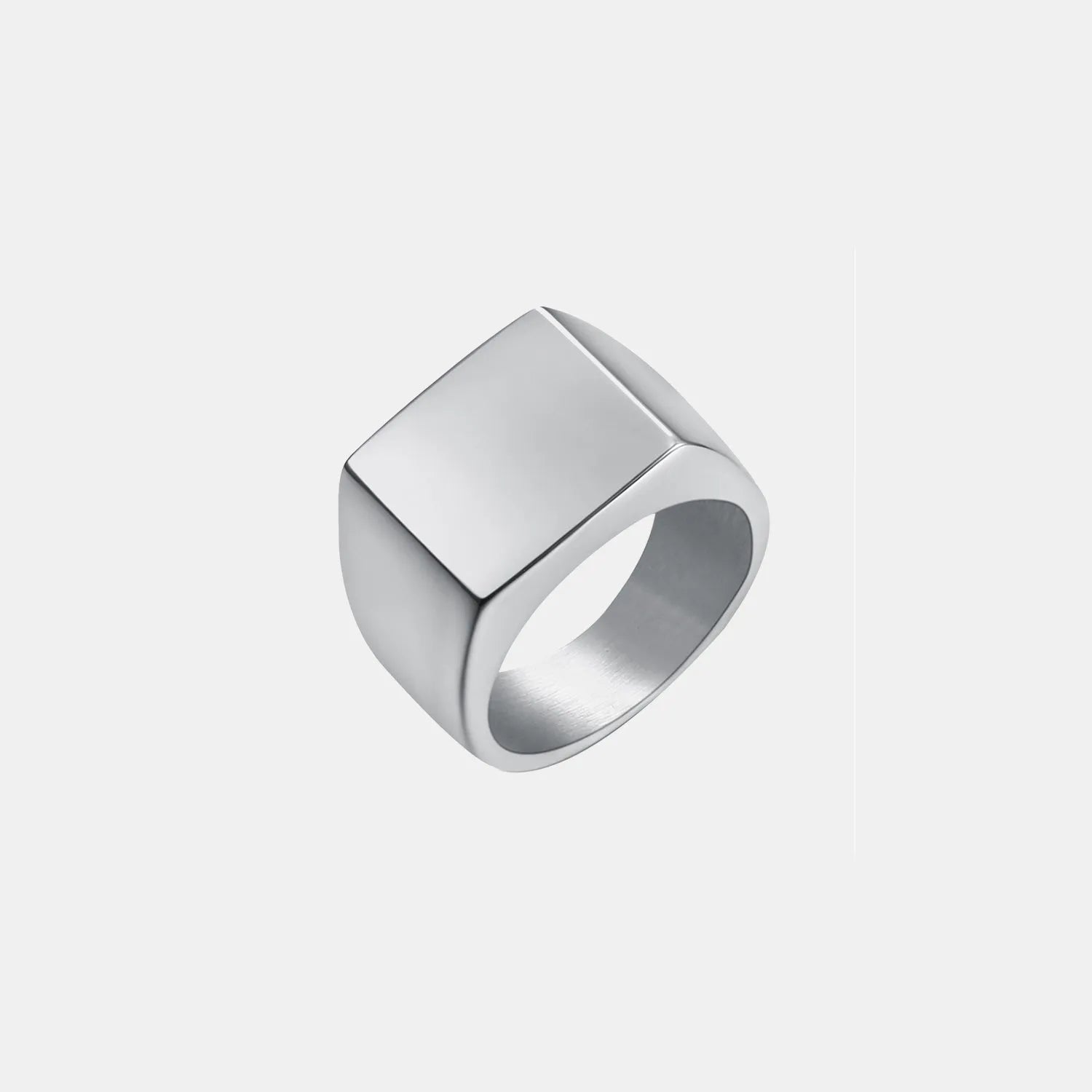 Square Titanium Steel Ring Silver Rings - Tophatter Daily Deals