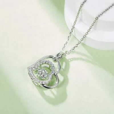 Moissanite 925 Sterling Silver Heart Necklace Moissanite - Tophatter Daily Deals