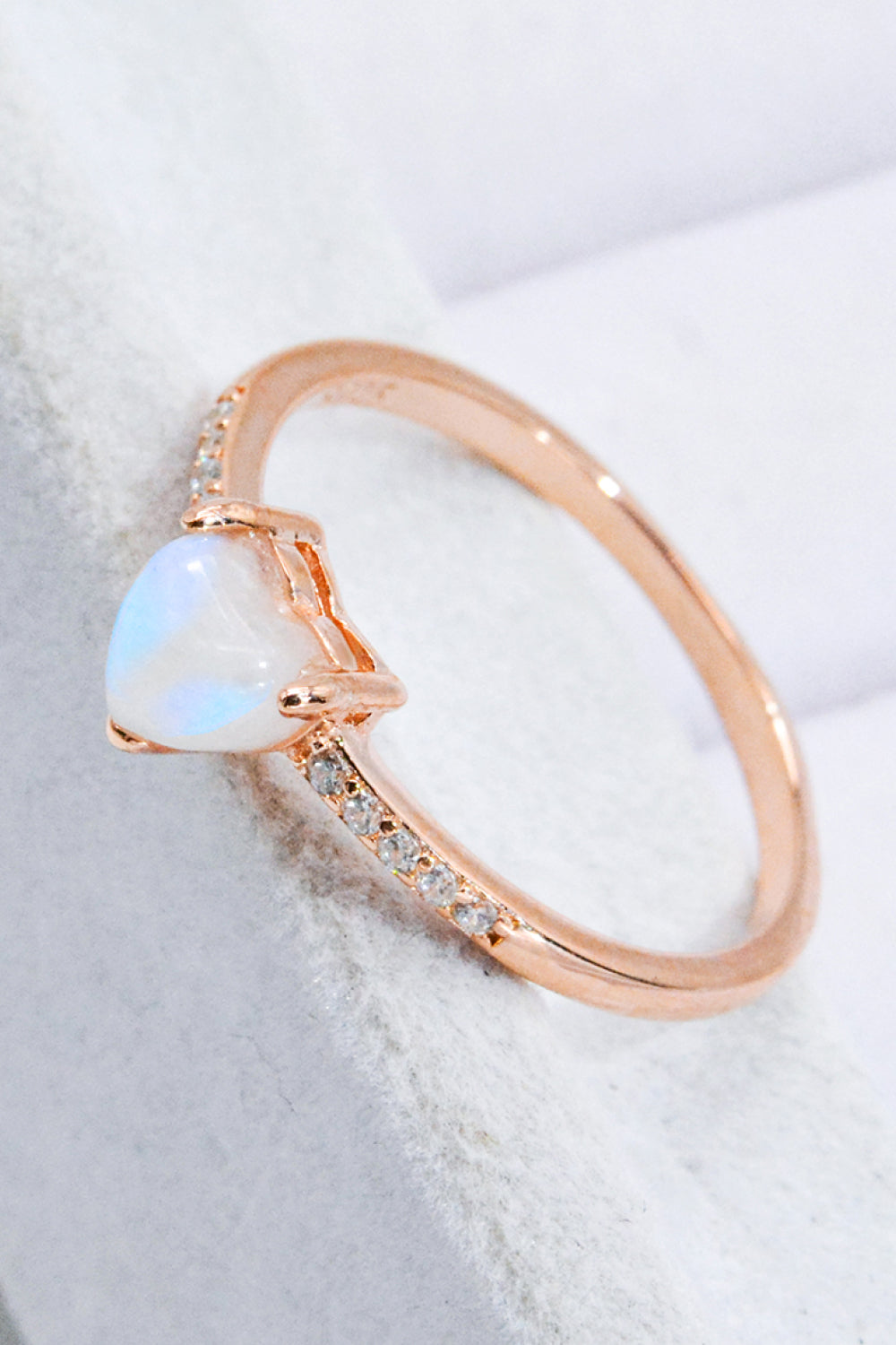 Natural Moonstone Heart 18K Rose Gold-Plated Ring Moonstone - Tophatter Daily Deals