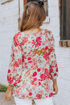 Floral V-Neck Tiered Babydoll Blouse Blouses - Tophatter Daily Deals