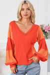 Color Block V-Neck Top - Tophatter Deals