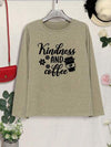 KINDNESS AND COFFEE Round Neck T-Shirt Women's T-Shirts - Tophatter Daily Deals