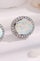 Opal Round Earrings Opal - Tophatter Daily Deals