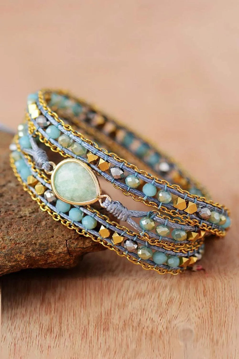 Handmade Teardrop Shape Triple Layer Beaded Bracelet Bracelets - Tophatter Daily Deals