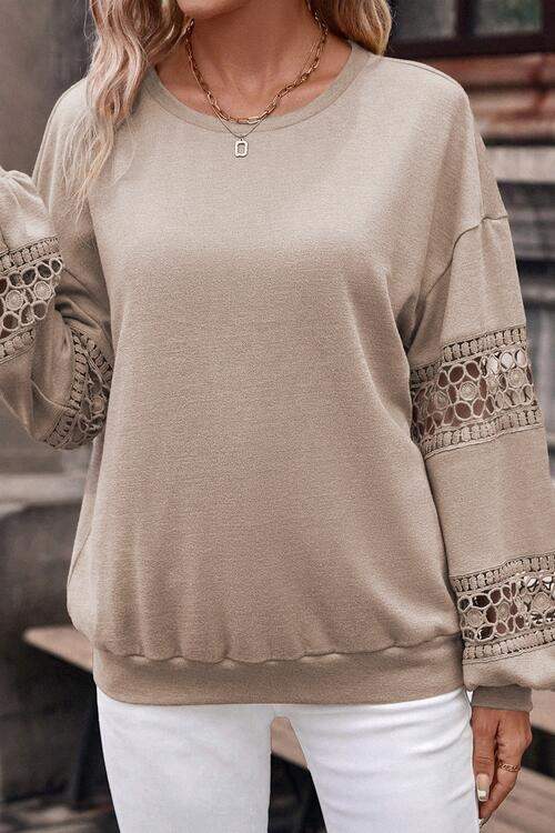 Crochet Long Sleeve Drop Shoulder Blouse Blouses - Tophatter Daily Deals