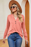 Notched Long Sleeve T-Shirt Women's T-Shirts - Tophatter Daily Deals