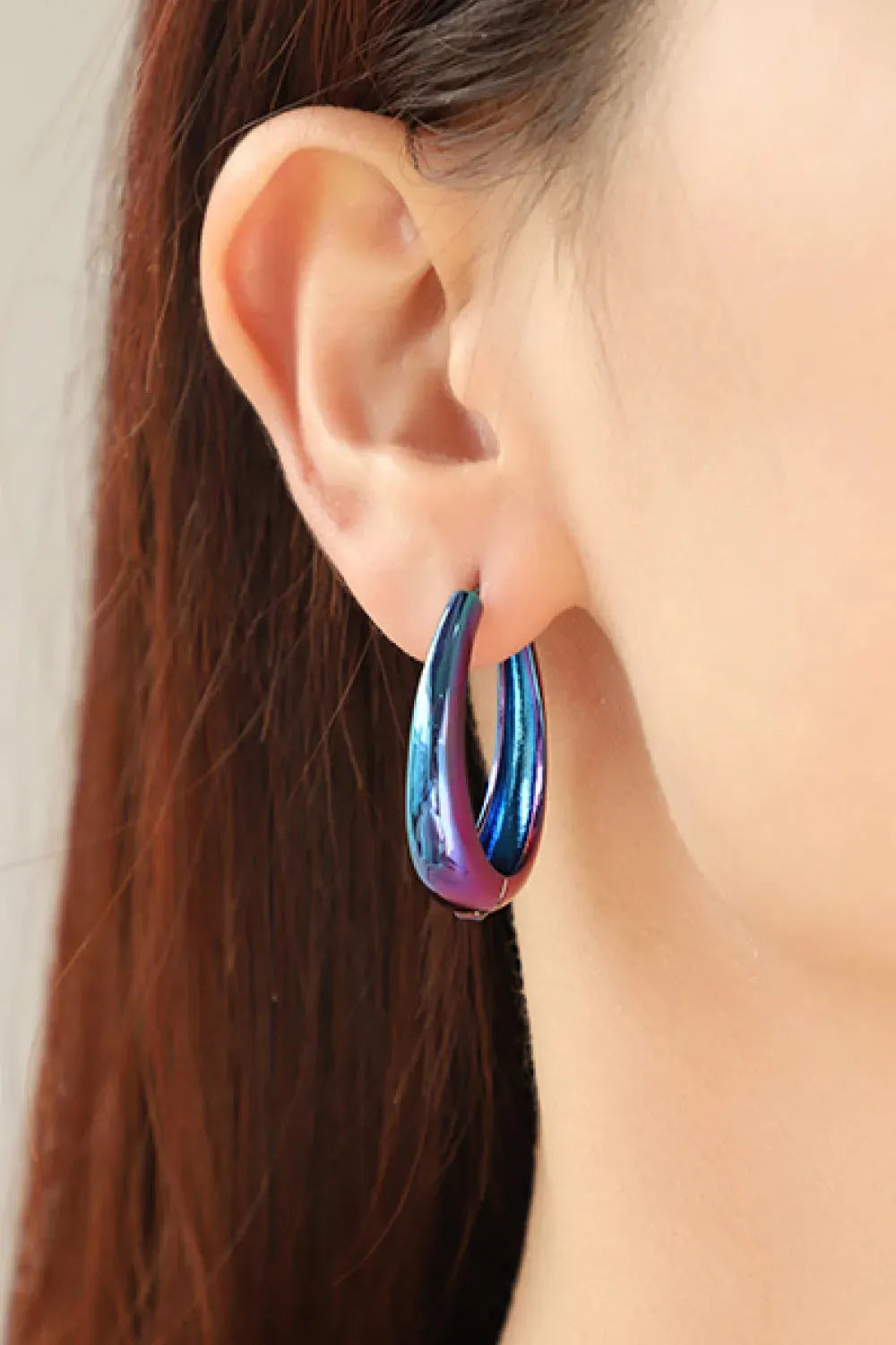 Multicolored Huggie Earrings Purple Blue One Size Earrings - Tophatter Daily Deals