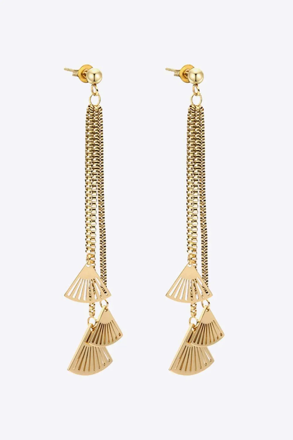 18K Gold Plated Stainless Steel Fringe Earrings Gold One Size Earrings - Tophatter Daily Deals