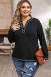 Plus Size Notched Neck Long Sleeve T-Shirt Women's T-Shirts - Tophatter Daily Deals