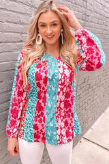 Mixed Print Patchwork Blouse Multicolor Blouses - Tophatter Daily Deals