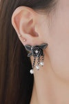 Floral Chain Detail Pearl Earrings Floral One Size Earrings - Tophatter Daily Deals