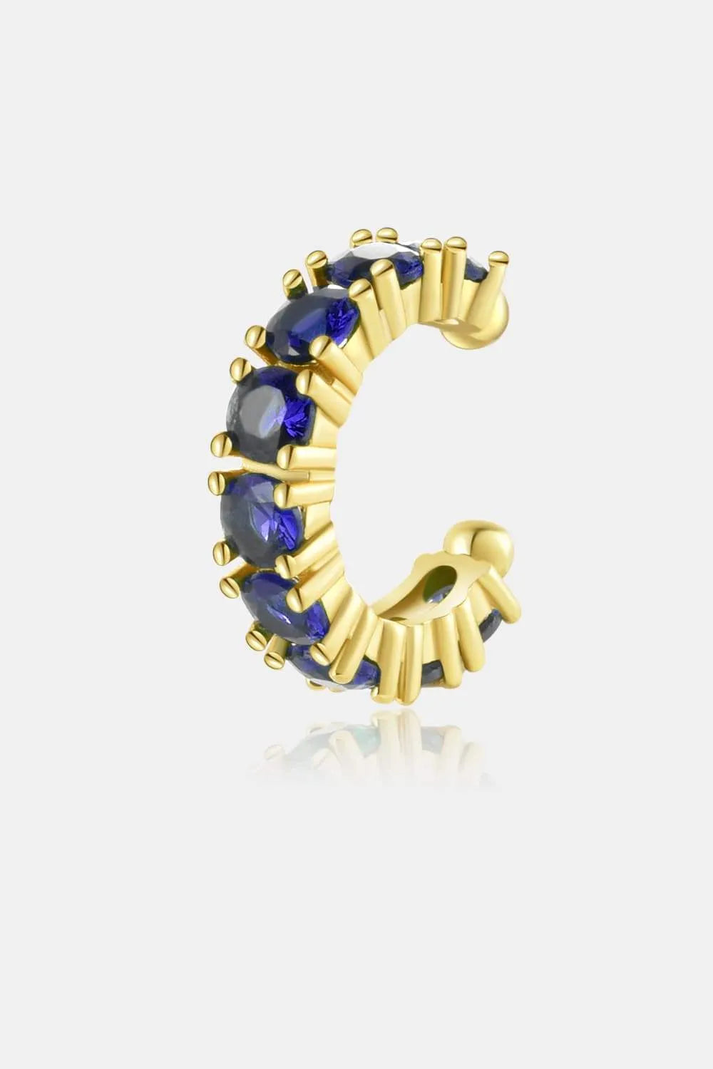 Inlaid Zircon Single Cuff Earring Gold Blue One Size Earrings - Tophatter Daily Deals
