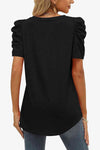 V-Neck Puff Sleeve Tee Women's T-Shirts - Tophatter Daily Deals