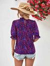 Printed Ruffle Collar Flounce Sleeve Blouse Blouses - Tophatter Daily Deals