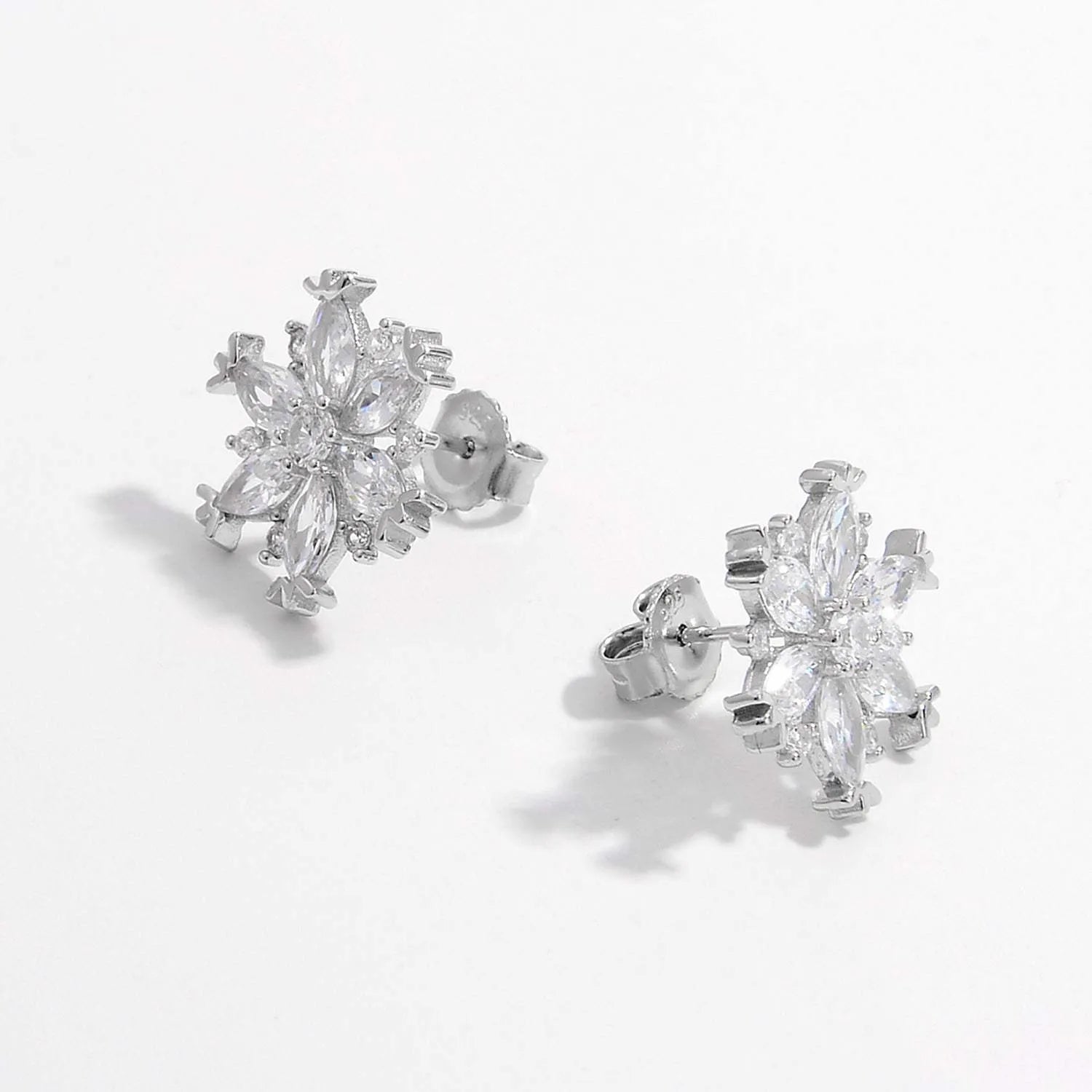 925 Sterling Silver Zircon Snowflake Earrings Earrings - Tophatter Daily Deals