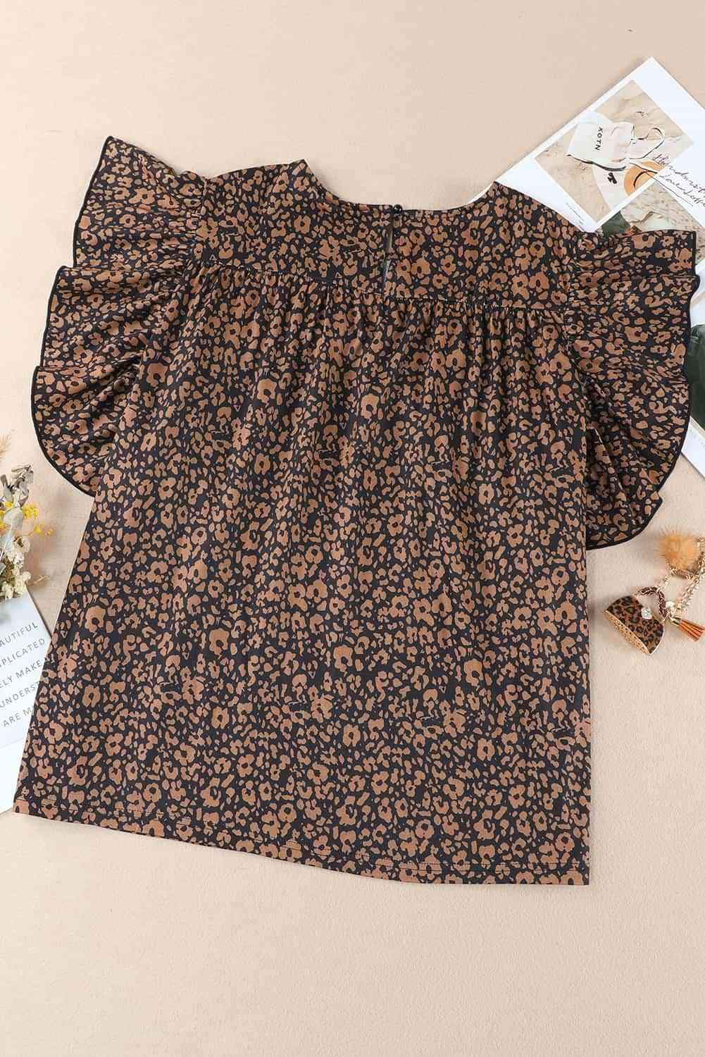 Plus Size Printed Smocked Butterfly Sleeve Blouse Blouses - Tophatter Daily Deals