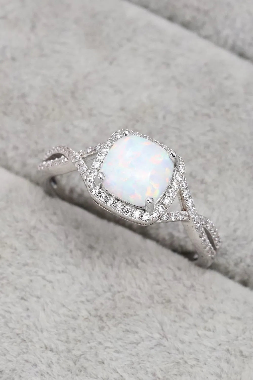 Opal Contrast Crisscross Ring Silver Opal - Tophatter Daily Deals